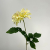 Single Stem Artificial Dahlia, Cream Yellow with Blush Pink Tips
