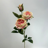 3-Head Single Stem Artificial Garden Rose, Blush Pink with Cream Base