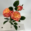 3-Head Single Stem Artificial Garden Rose, Peach Pink Gradient