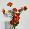 Artificial Long Stem Gradient Orange Ranunculus, Multi-Bloom with Green Foliage