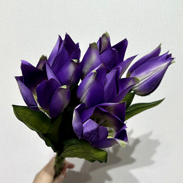Artificial Purple-White Gradient Tulip Bouquet