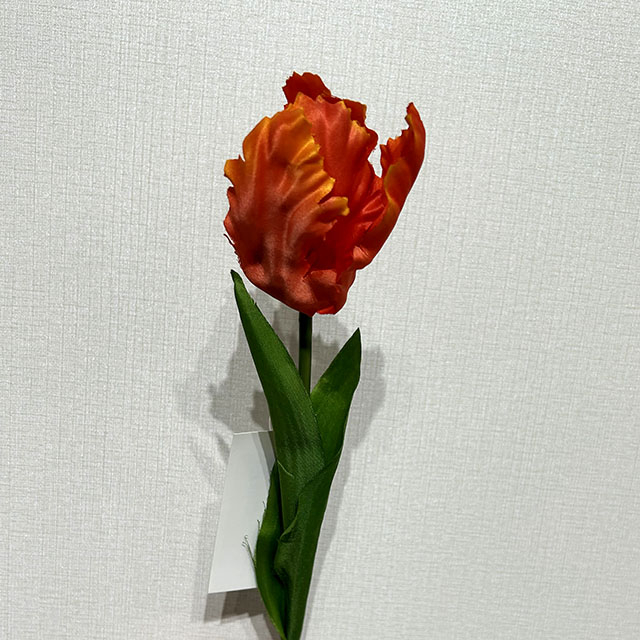 Artificial Frilly Orange Parrot Tulip Stem