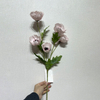 Artificial Light Pink Poppy Stem, 5-Bloom with Foliage