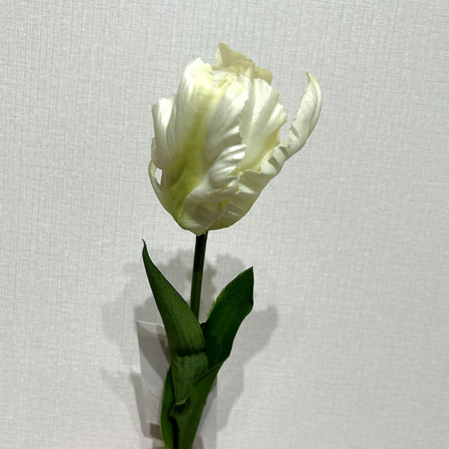 Artificial Frilly White Parrot Tulip Stem