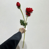 Artificial Red Poppy Stem, Long Stem with Foliage