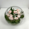 Artificial Blush Pink Tulip Arrangement in Round Glass Vase