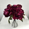 Artificial Peony Stem Bundle Deep Magenta