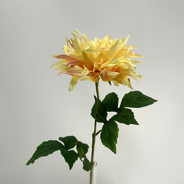 Artificial Warm Yellow with Blush Pink Accents Dahlia Flower