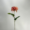 Single Head Artificial Dahlia, Peach Blush with Magenta Center