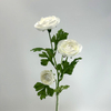 4-Head Single Stem Artificial Ranunculus, Pure Cream White