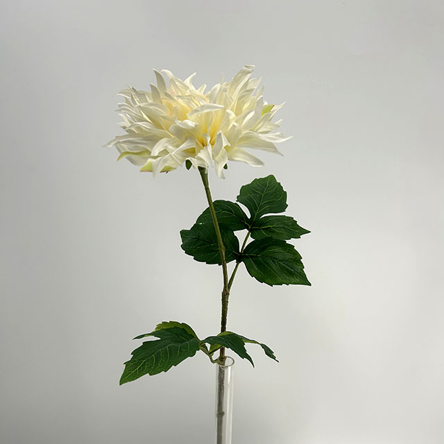 Artificial Cream White with Green Tint Dahlia Flower