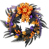 Halloween Artificial Orange Bow Wreath Suitable for Front Door Wall Hanging Holiday Decoration