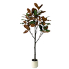 Artificial Magnolia Tree 63 Inches Tall - Green Silk Potted Artificial Indoor Magnolia Tree