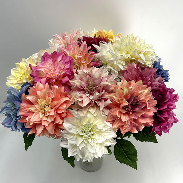 Mixed Artificial Dahlia Bouquet, Full Assorted Color Collection