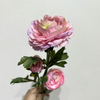 3-Head Single Stem Artificial Ranunculus, Pink-Purple Bi-Color Ombré