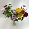 Mixed Artificial Ranunculus Bouquet, Full Assorted Color Collection with Buds