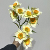 Artificial Long Stem Cream White Daffodil, Multi-Bloom with Orange-Ruffled Center