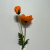 Artificial Orange Poppy Stem, Double Bloom with Foliage