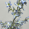 Artificial Two-Tone Blue & White Star Flower Branch, Long Stem with Green Foliage