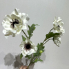 Artificial White Anemone Stem, 4-Bloom with Foliage