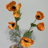 Artificial Orange Poppy Bush, Long Stem with Foliage