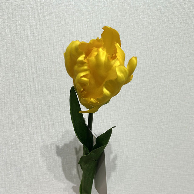 Artificial Frilly Bright Yellow Parrot Tulip Stem