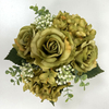 Artificial Vintage Olive Green Rose & Hydrangea Mixed Bouquet