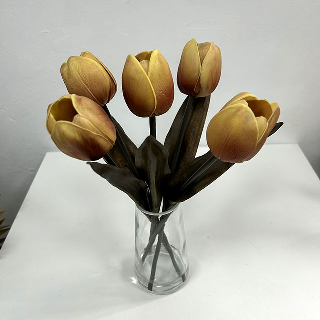 Artificial Flower Stem Vintage Brown Tulip