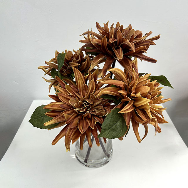 Artificial Flower Bouquet Vintage Brown Dahlia