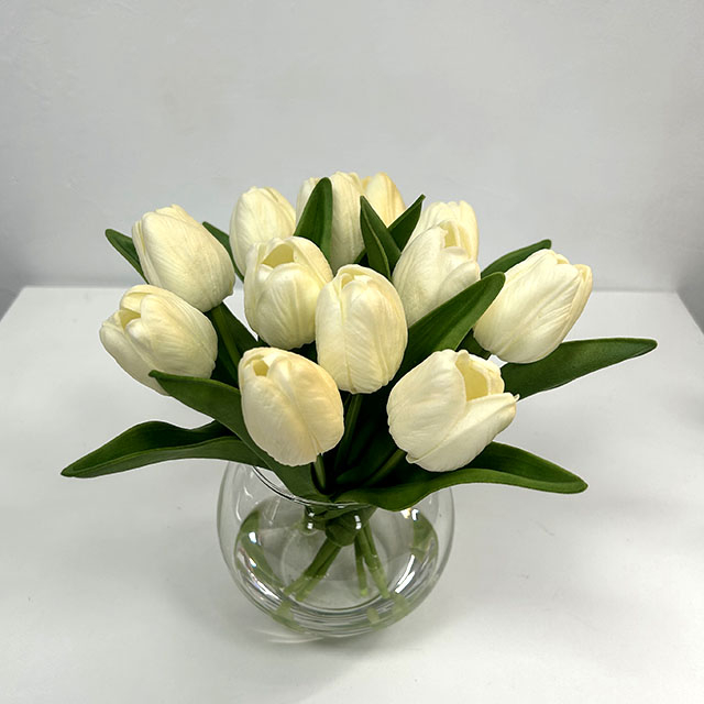 Artificial White Real-Touch Tulip Stems