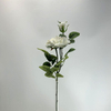 3-Head Single Stem Artificial Garden Rose, Pure Cream White.