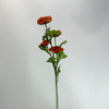 3-Head Single Stem Artificial Ranunculus, Burnt Orange