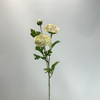 3-Head Single Stem Artificial Ranunculus, Cream Yellow with Pink Edges