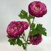 4-Head Single Stem Artificial Ranunculus, Deep Magenta Purple