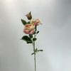3-Head Single Stem Artificial Garden Rose, Blush Pink with Cream Base