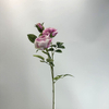 3-Head Single Stem Artificial Garden Rose, Blush Pink with White Edge