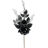 Artificial 25-inch Black And Silver Rose Bouquet for Bridal Horror Halloween Costume Party Accessories