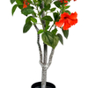 Green Modern Style 47 Inch Artificial Hibiscus Tropical Flower Plant Tall Plastic Branches And Leaves Office Outdoor Home Garden Decoration