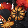 Artificial 26-inch Halloween Front Door Wreath with Skull Pumpkin Maple Leaves and Berries
