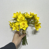  Bright Yellow with Green Center Accents,Artificial Yellow Daffodil Bouquet