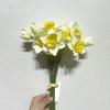 Artificial Narcissus Bouquet, Cream White with Orange-Yellow Ruffled Center