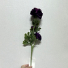 3-Head Single Stem Artificial Ranunculus, Deep Eggplant Purple with Green Center