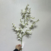 Artificial White Star Flower Branch, Long Stem with Green Foliage