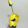Artificial Yellow Poppy Stem, Double Bloom with Foliage