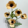 Artificial Champagne Poppy Stem, 5-Bloom with Foliage