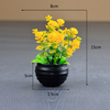 Potted bloom: Mixed-color Mini Artificial Flower & Foliage Potted Plant (15cm Black Striped Pot)