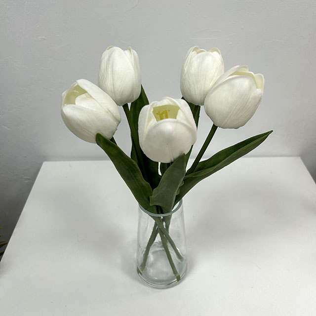 Artificial Pure White Tulip Stem Bundle