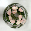 Artificial Blush Pink Tulip Arrangement in Round Glass Vase