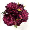 Artificial Peony Stem Bundle Deep Magenta
