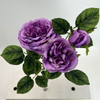 3-Head Single Stem Artificial Garden Rose, Deep Lavender Purple